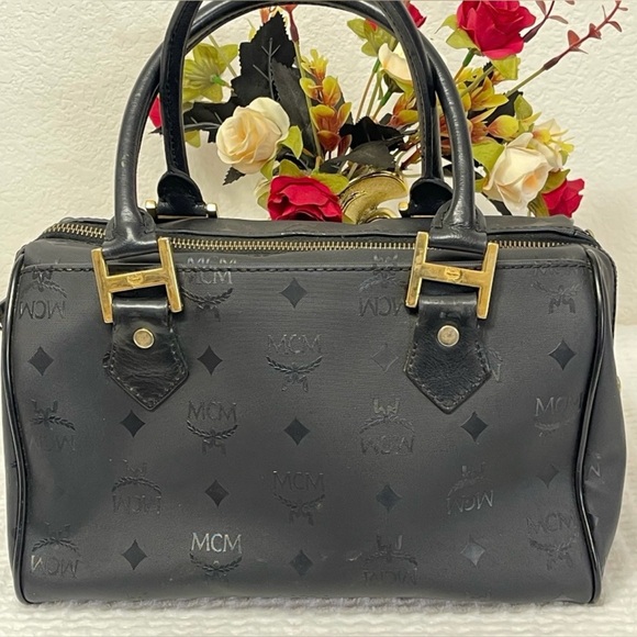 MCM Black Satchel with Gold Accents - Picture 6 of 13